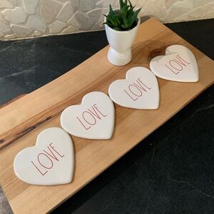 RAE DUNN | Set of 4 | Heart Shaped “Love” Coasters